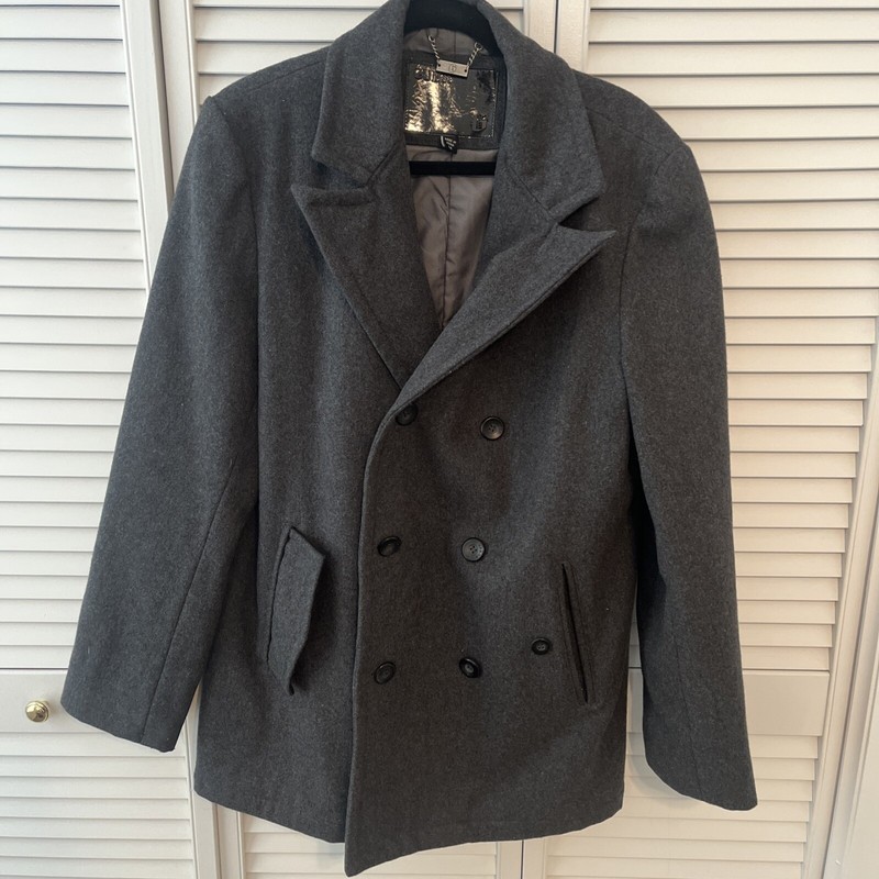 Guess Dark Grey Peacoat Jacket Size Medium