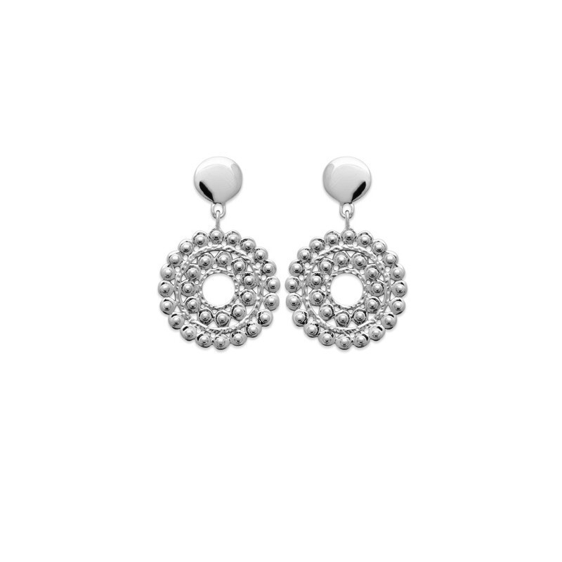 Boucles d'oreilles pendantes boules argent 925 rhodié, le bijou idéal du bureau aux soirées