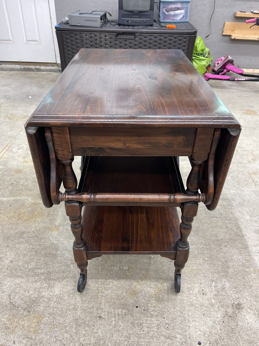 Ethan Allen Maple Tea Bar Cart Kitchen Drop Leaf Side Table with
