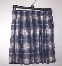 New Abercrombie Skirt Womens size XS Juniors A F Blue Plaid w/Pockets -KK -