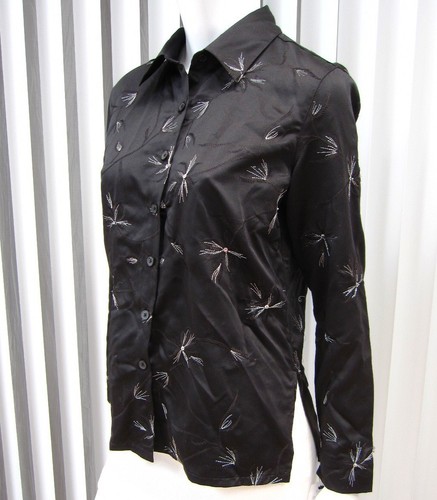 FRENCH LAUNDRY LONG SLEEVE EMBROIDERED BLOUSE SIZE S SMALL BLACK FLORAL 027 - Imagen 5 de 9