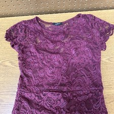 Maroon Lace Stretch Flutter Sleeve Ambiance Lace Dress Womens Medium