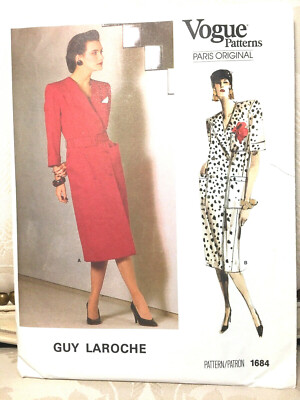 Vintage VOGUE Paris Original Pattern 1684 Guy Laroche 80s Dress