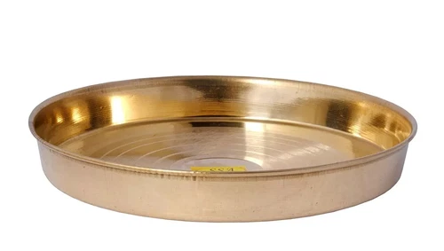 Pure Brass Dinner Plate Thali Set For Pooja & Serving Purpose Silver Touch 10in - Picture 1 of 1