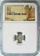 King Bela II of HUNGARY NGC MS 64 Béla the Blind 1131-1141 Silver Denar Coin