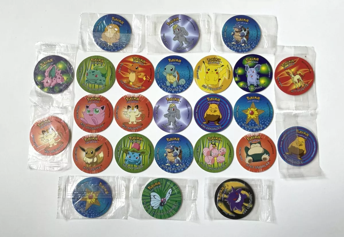 POKEMON 1999 ORIGINAL Pogs VINTAGE - Tomy - Você escolhe - RARO - Tazo -  Selado