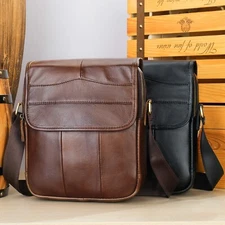 Men's Leather Crossbody Bag Genuine Cowhide Shoulder Bag