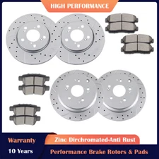 Front Rear Drilled Rotors Brake Ceramic Pads Discs Kit for 2005-10 Honda Odyssey