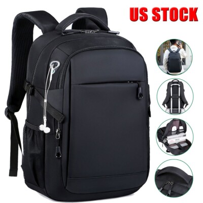 Men Extra Large Durable Travel Computer Backpack 16'' Laptop Bag Black