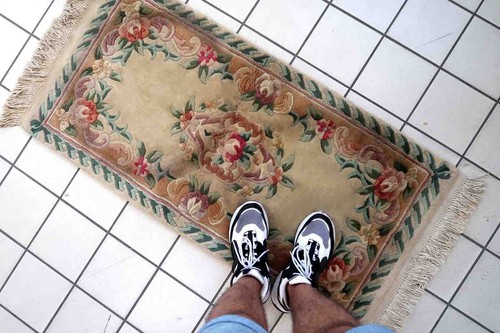Alfombra anejo Chino Art Deco hecho a mano 63cm x 125cm 1960s - 1C931 - Picture 4 of 10
