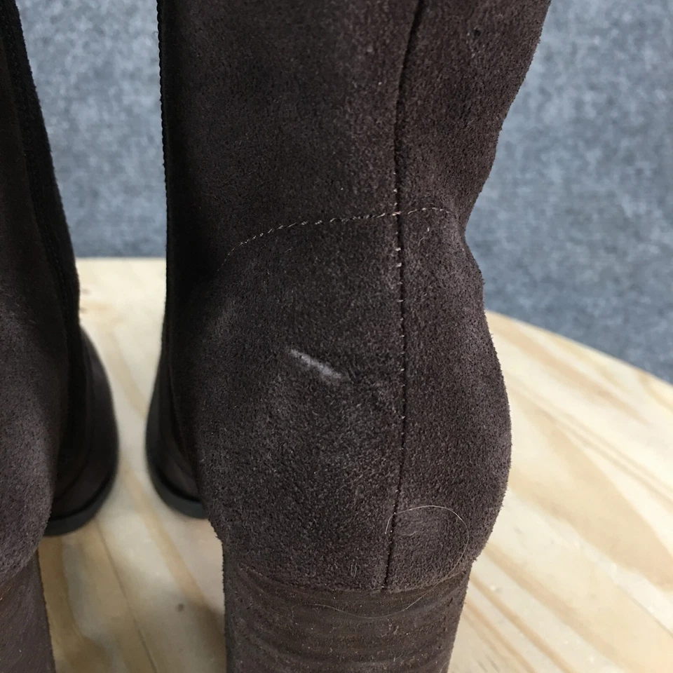 Espléndidas Botas Para Mujer 7.5 Gloria Marrón Gamuza Cuero Hasta la Rodilla Informales Tacones Bloque Foto 4 de 4