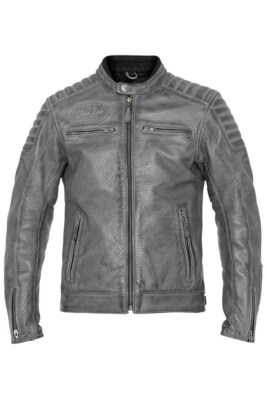 John Doe Storm Leather Jacket Gr. L Motorradjacke Lederjacke grau perforiert
