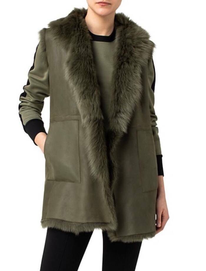 NWT AKRIS PUNTO DYED LAMBSKIN VEST REVERSIBLE SZ 14 MRSP:$2990 COLLECTION 2021