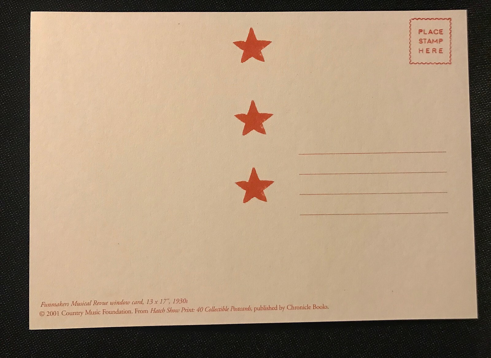 2001 Funmakers Musical Window Card Hatch Show Print Reproduced as Postcard