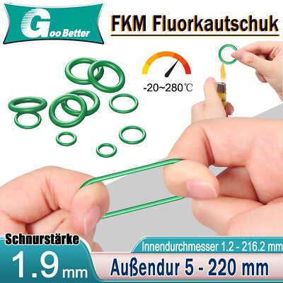 Metric Rubber FKM O Rings 1.9mm Cross Section 1.2mm-216mm ID for Plumbing Repair