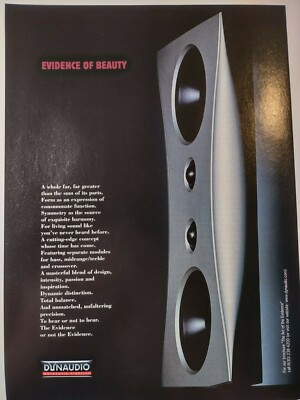 Dynaudio Evidence of Beauty Audio Speaker Vintage 1985 Print Ad