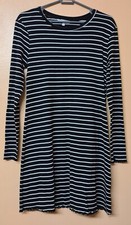 Red Herring Dress Black White Stripe Long Sleeve Jersey Cotton Blend Size 10