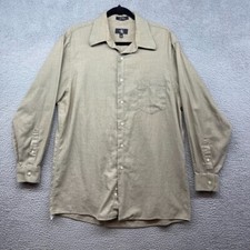 Calvin Klein Mens Dress Shirt Green Button Long Sleeve Collared Pocket Size L/16