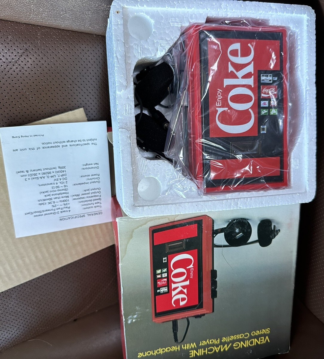 Vintage Coke Coca Cola Stereo Cassette Player with headphones