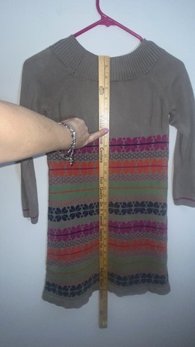 Hanna Andersson Girls 140 Fair Isle Knit Sweater Brown Flower Dress Sweet Heart - Picture 17 of 24
