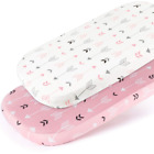 Stretch Fitted Bassinet Sheet Set 2 Pack Cradle Sheets for Bassinet Pad/Mattres