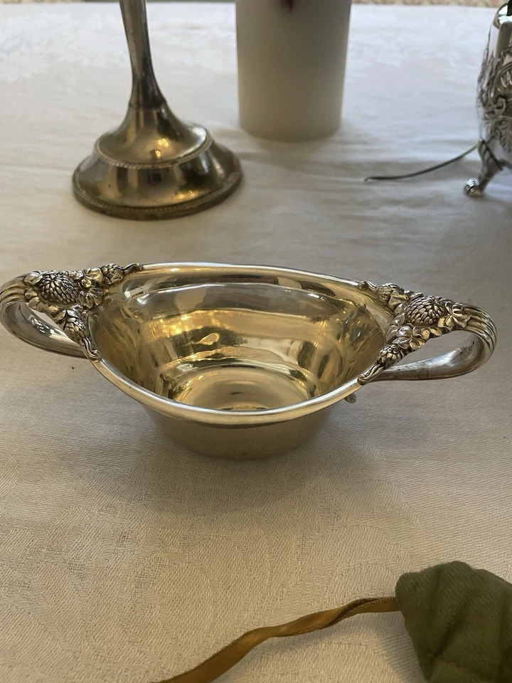 Crema y azúcar de plata de ley con diseño de trébol antiguo Tiffany Foto 2 de 4