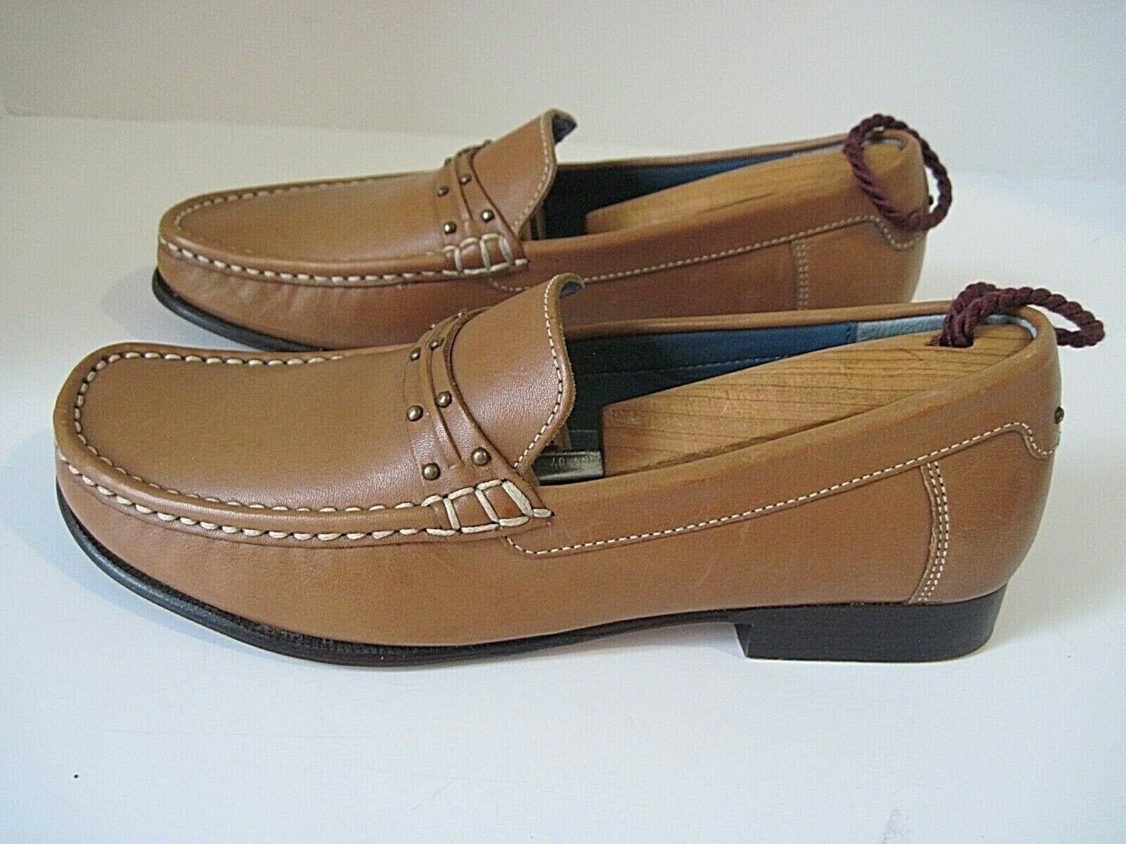 Cole Haan Brown Studded Leather Loafers Size 6 B Moccasin Style Shoes