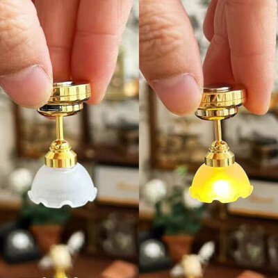 1:12 Dollhouse Lights Miniature Living Room Ceiling Light Battery Operated Lamp