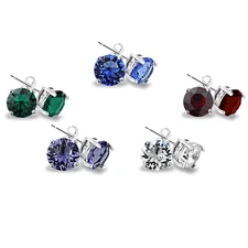 Set of 5 Multi Color Stud Earrings Made with European Crystals