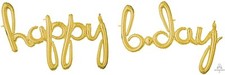 35" Anagram Gold Happy Birthday 3D Script Foil Balloon Party Supplies