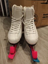 Nancy Ice Skates. White & Purple. Uk3. With skate guard