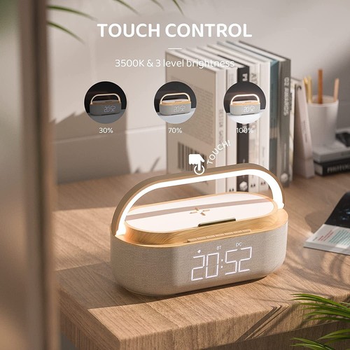 Bluetooth Speaker-FM Radio-15W Wireless Charger-Digital Alarm Clock Night Light - Photo 7 sur 14