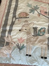 Levtex Baby Blanket Forest Friends Crib Quilt Colorful Soft Bedding Boho EUC