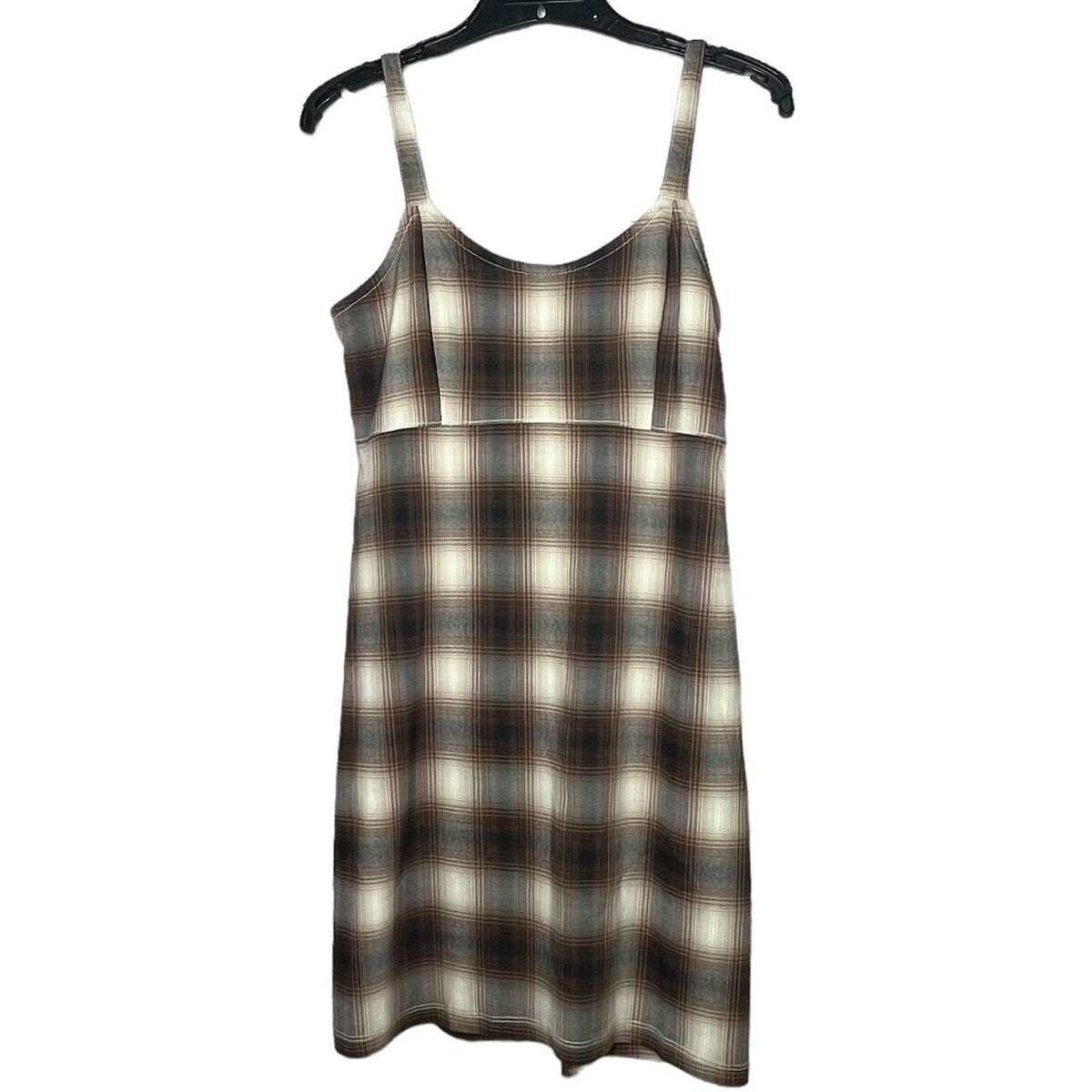 Hollister Plaid Preppy Brown Empire Waist Jumper Dress Size Medium
