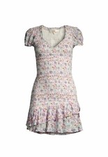 LoveShackFancy Positano Blue Trevor Ruffle Mini Dress $325 MSRP Size L