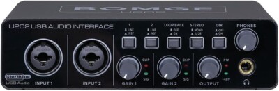 Bomge U202 USB Audio Interface mit Mikrofon Vorverstärker XLR/TSR/TS Ports 48V 32-Bit