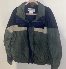 COLUMBIA Bugaboo Jacket Mens Large L Green Navy Tan No Lining