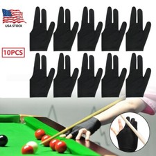 10pcs 3 Fingers Billiard Cue Pool Gloves Snooker Left Hand Nylon Accessories USA