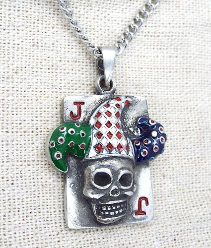 Joker Jester Playing Card Pendant on 