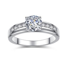Real 925 Sterling Silver Solitaire 1.50 Ct Round Cubic Zirconia Engagement Ring