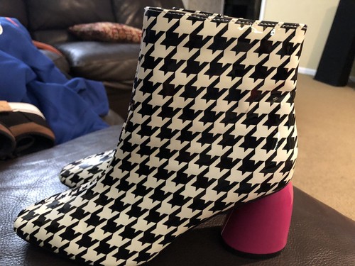 Betsey Johnson Women's Regie Bootie Black/White with Pink Heel - Picture 8 of 14