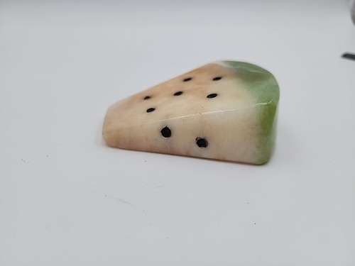 Vintage MCM Polished Marble Stone Paperweight Stone Fruit Watermelon Slice - Picture 4 of 6
