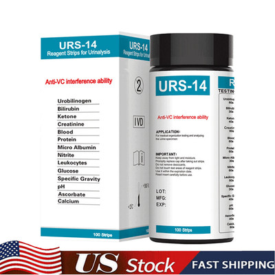 100 Strips 14-in-1 Reagent Urinalysis Strips 14 Parameters Urine Test Strips US