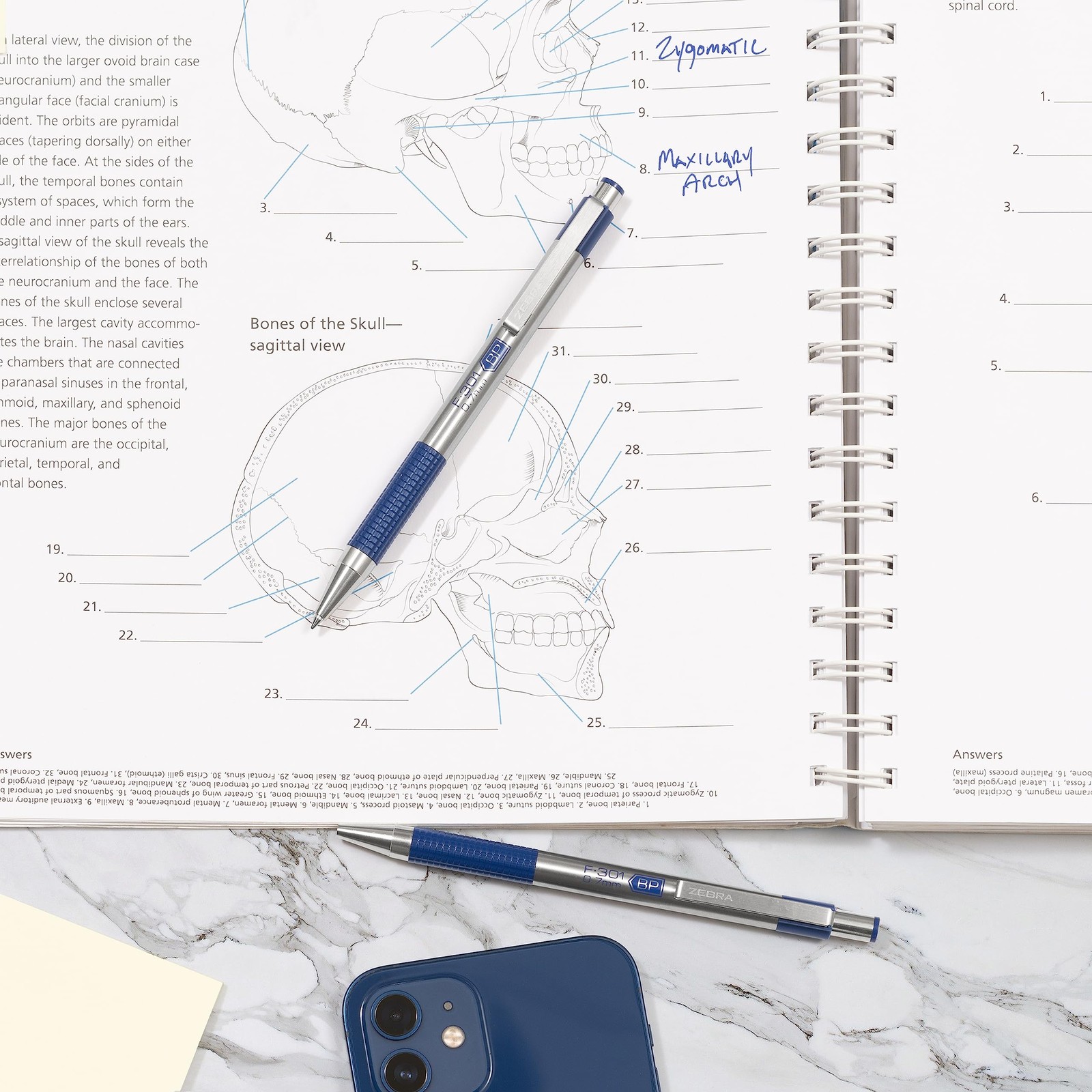 Zebra Pen F-301 Ballpoint Fine 0.7mm Blue Retractable Refillable Pen 2-Pack