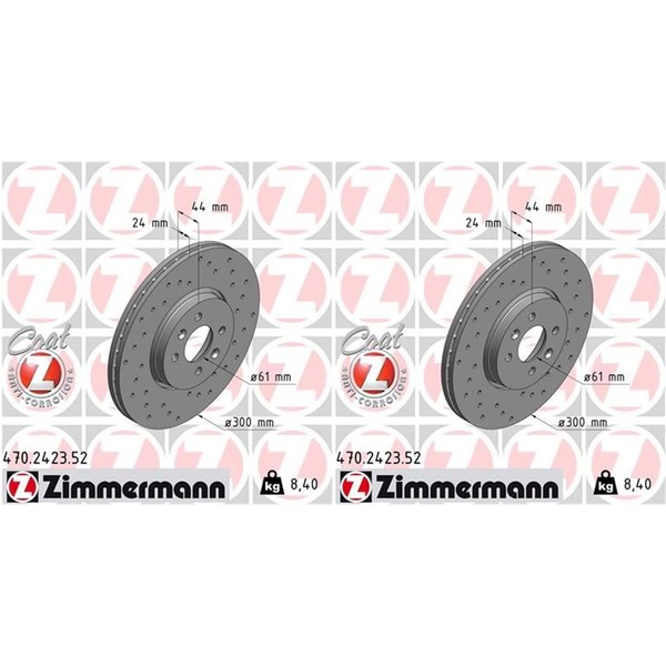 2X Zimmermann Sport Bremsscheiben 300Mm Gelocht Vorne Passend FüR Renault Grand-image