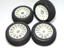 K-0918 Vintage Kyosho Inferno Mp 7.5 Buggy Tires Mounted On Spoke Wheels 17mm