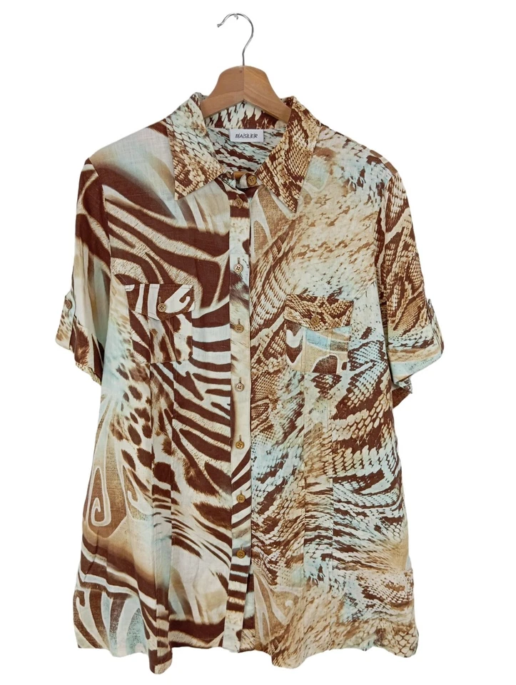 BASLER Blouse-chemisier Dames Blouse T EU 44 brun-blanc cassé style décontracté - Photo 1/4