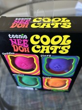 Schylling Cool Cats Teenie Nee Doh Squeeze Toys 4 Pack Pink Purple Green Orange
