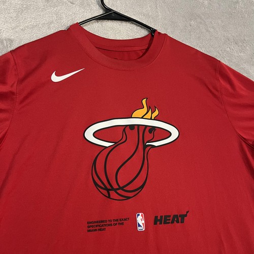 Miami Heat Shirt Mens Large Red NBA Basketball Nike Dri Fit Performance Tee - Picture 4 of 9