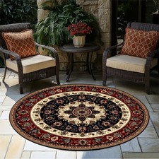 100cm 100cm1pc HKStorage Round Mat - Elegant Floral Mat in RedBlueBlackBeigeWhit